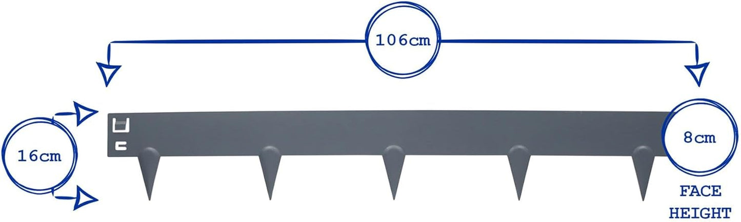 5pc Black Lawn Edging Kit - 5m x 8cm - Outdoor Garden Grass Flower Plant Bed Stone Path Patio Gravel Border Edging Rolls