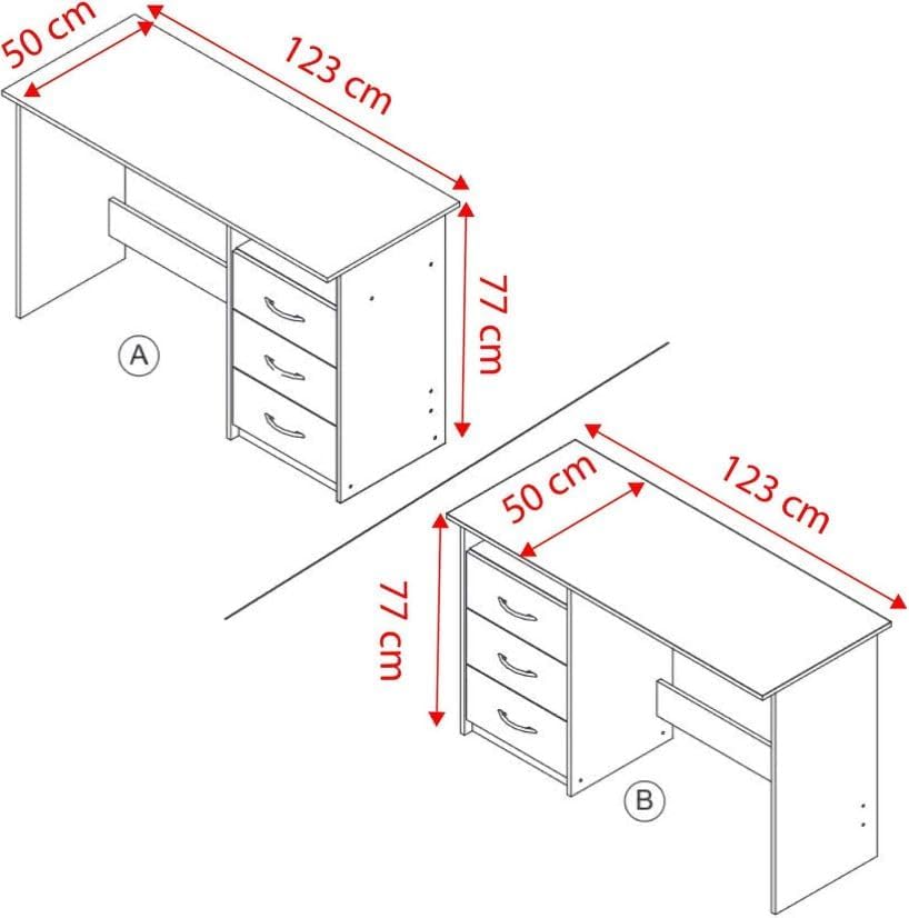 Desk made of wood decor with 3 drawers and 1 open compartment, available in Sonoma oak color