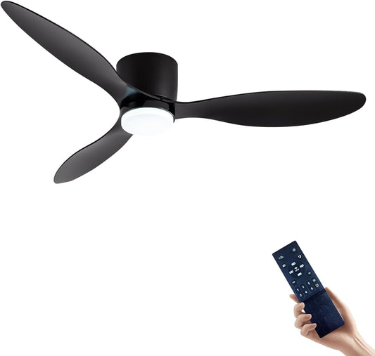 Ceiling Fans with Lights and Remote Control, Quiet DC Motor Ceiling Fan with Lamps, 106cm Ceiling Fan with LED Lighting with Timer, 6 Speeds for Bedroom, Living Room, Kitchen (Black)