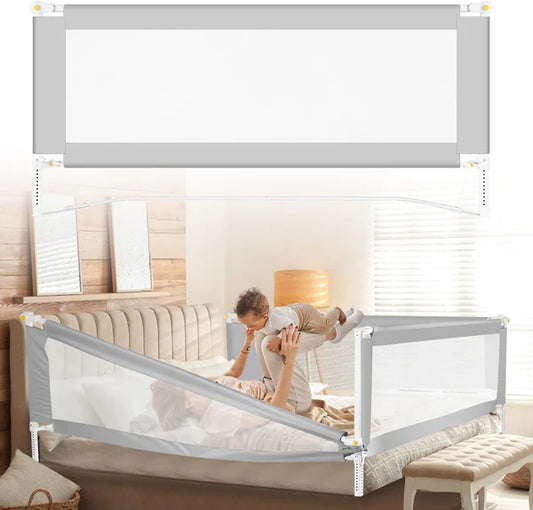 Bed Rail Fall Protection, Foldable Bed Guard Rail with U-Shaped Feet, Children's Bed Rail Height Adjustable from 68-95 cm, Baby Bed Rail with Airy Mesh, Easy to Install