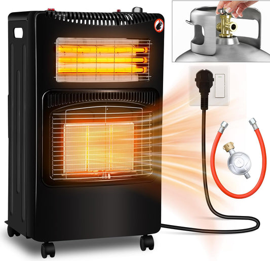 4.2 kW Gas Heater for Indoor Use, Gas Heater, Foldable Gas Heater, Plug and Play Electric Gas Dual-Purpose Heater, Infrared Radiant Heater, 306 g/h Gas Consumption [Energy Class A]