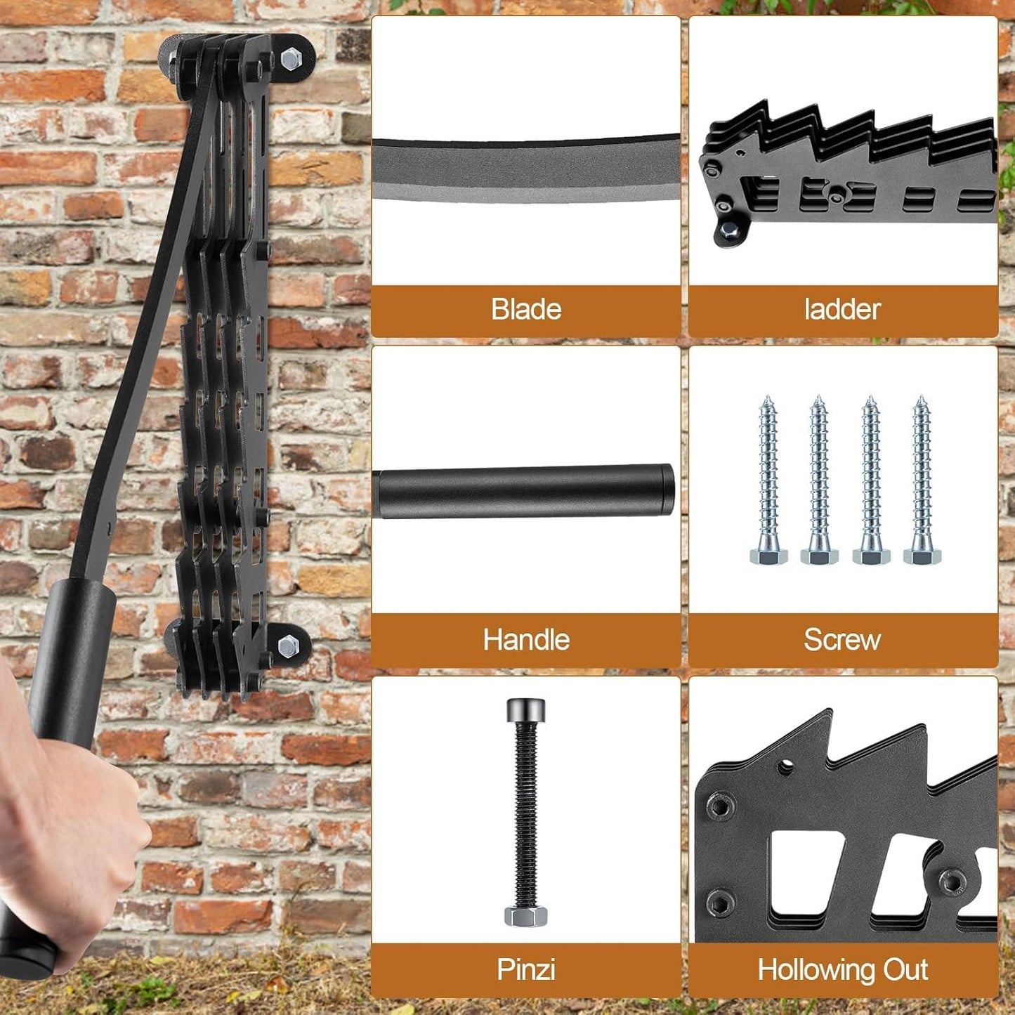 Wood Splitter – Manual Kindling Splitter, Hand-Operated Firewood Chopper with Wall Mount for Softwood, Kindling Axe with Extension Handle – Indoor & Outdoor Use