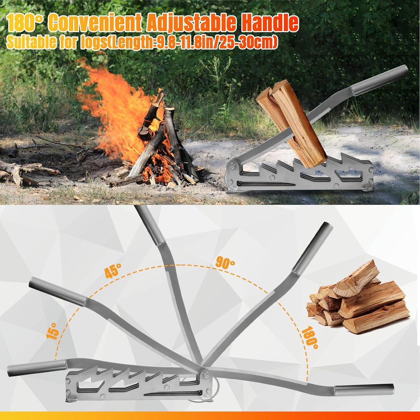 Manual Log Splitter, Wall-Mounted Manual Log Splitter, 60cm/23.6" Portable Firewood Splitter, Manual Splitting Tool, Outdoor Camping Kindling Splitting Tool