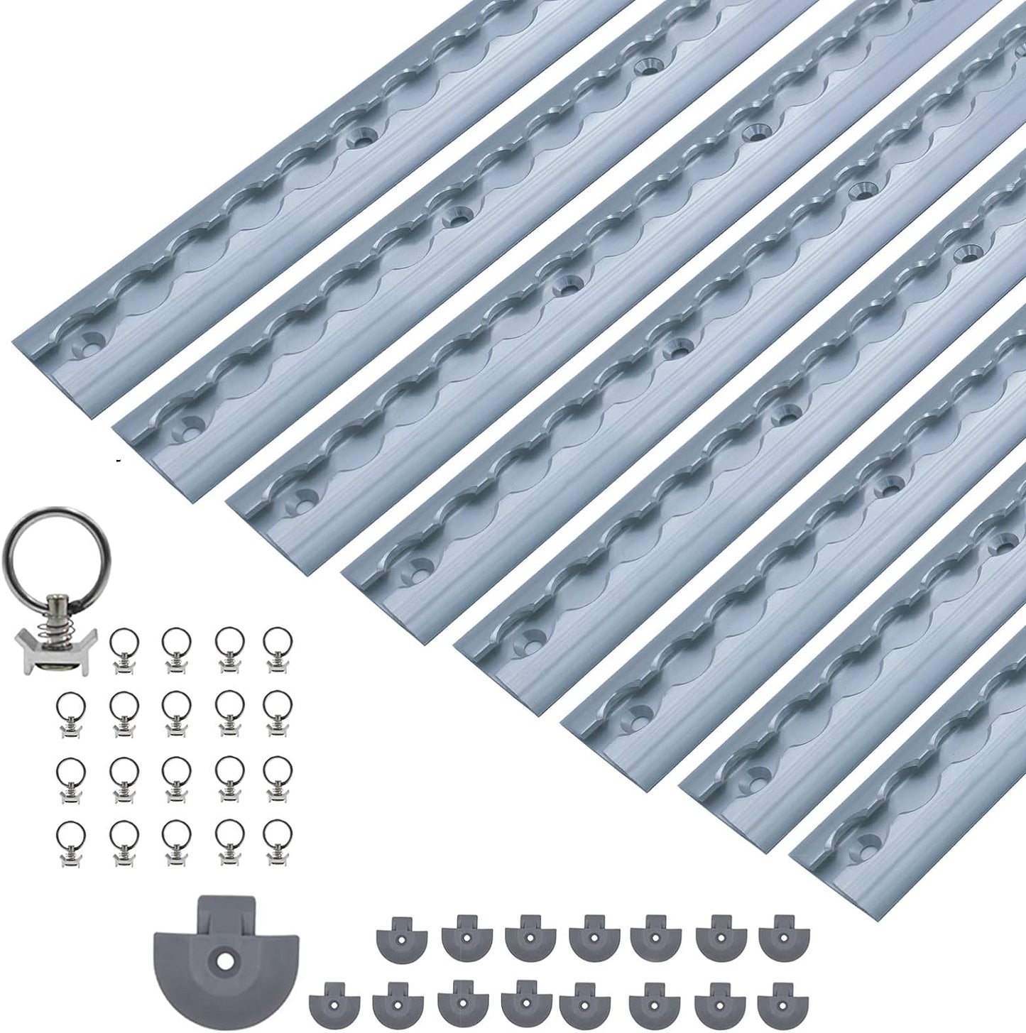 Aluminum airline rail set, semicircular shape 4 x 1m | semicircular airline rail for load securing for trucks and mobile homes | drilled lashing rail silver | lashing rail