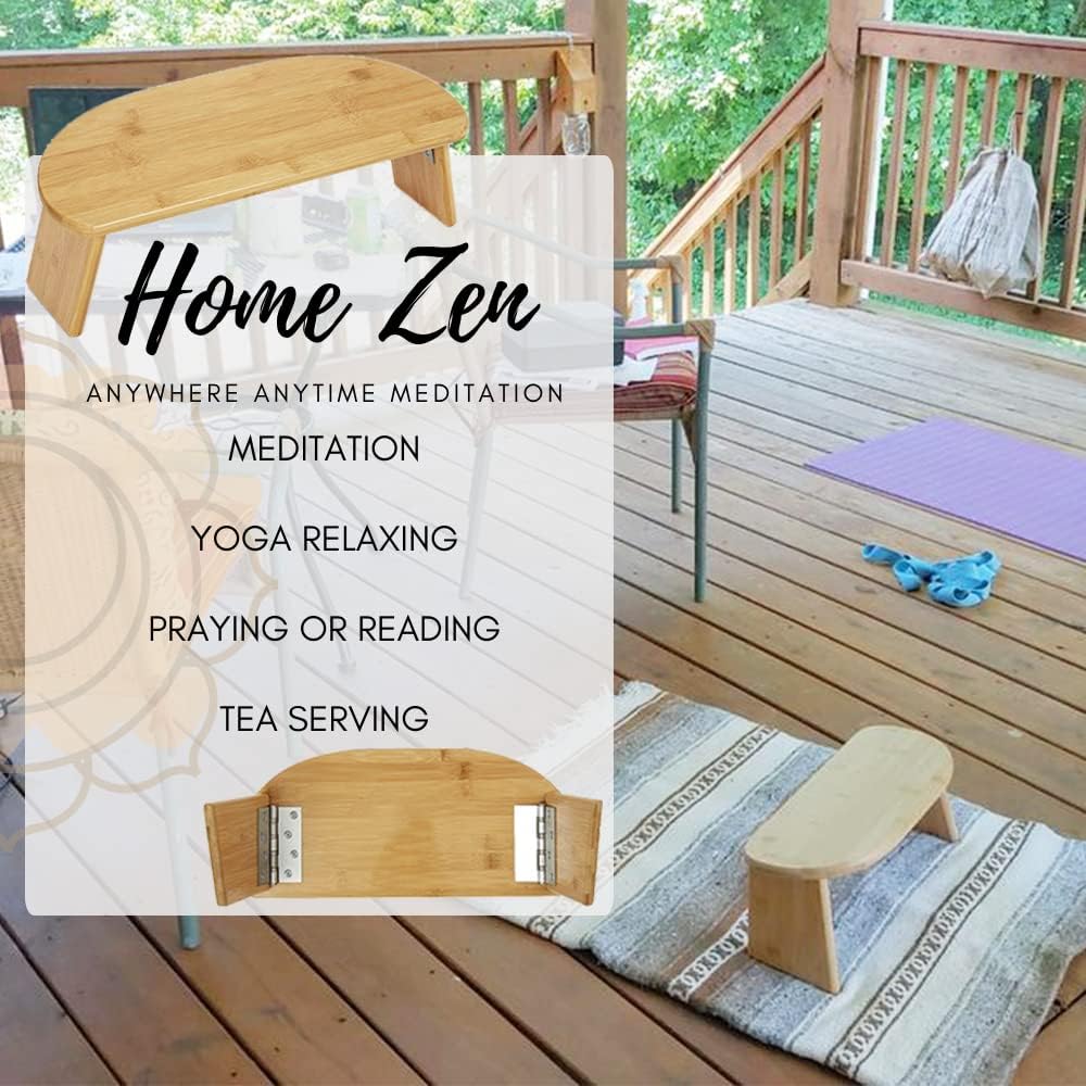 Folding meditation bench made of bamboo - yoga stool for deep meditation and mindfulness - ergonomic sports equipment made of sustainable bamboo