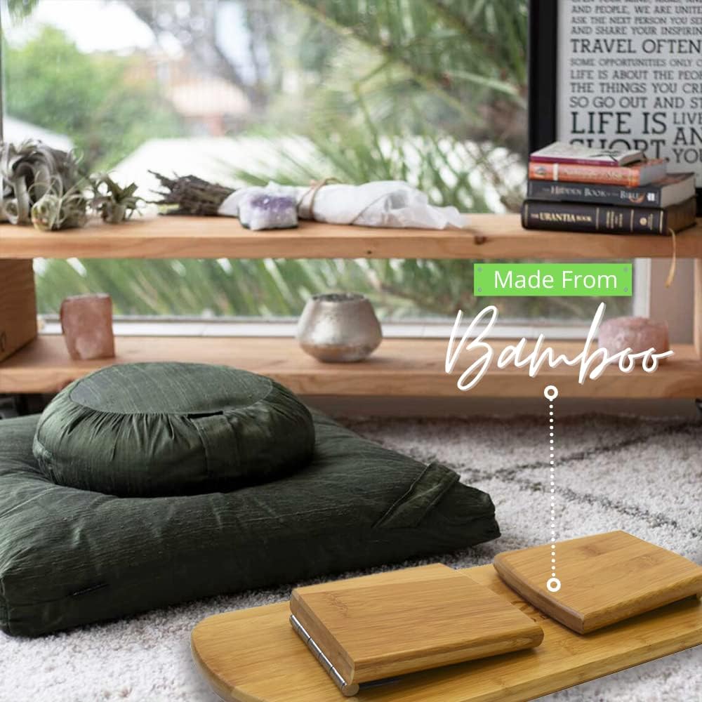 Folding meditation bench made of bamboo - yoga stool for deep meditation and mindfulness - ergonomic sports equipment made of sustainable bamboo
