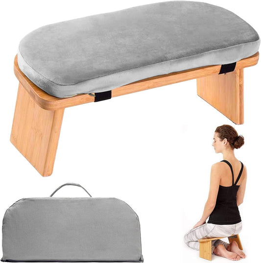 Folding meditation bench made of bamboo - yoga stool for deep meditation and mindfulness - ergonomic sports equipment made of sustainable bamboo