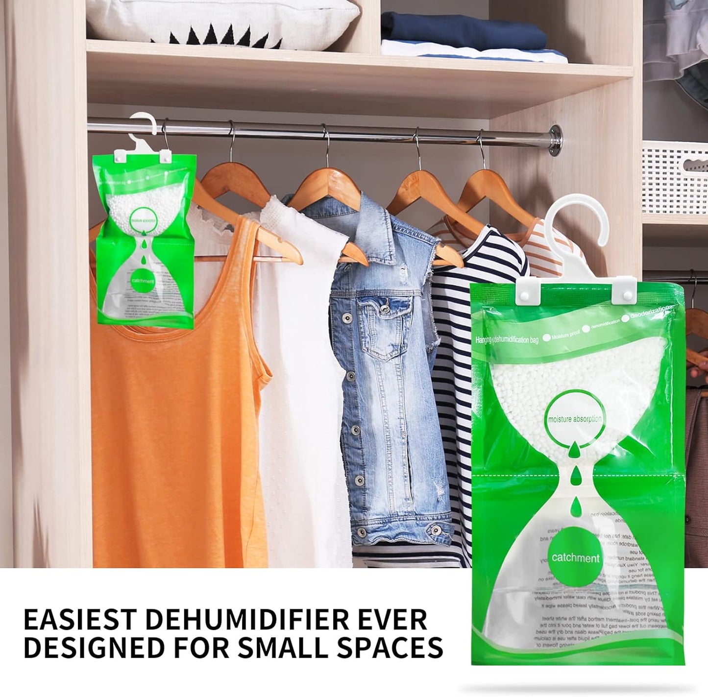 Wardrobe Moisture Absorber 7 Pack Hanging Dehumidifier Against Damp Anti-Mold Deodorizing Moisture-Proof Desiccant Bag