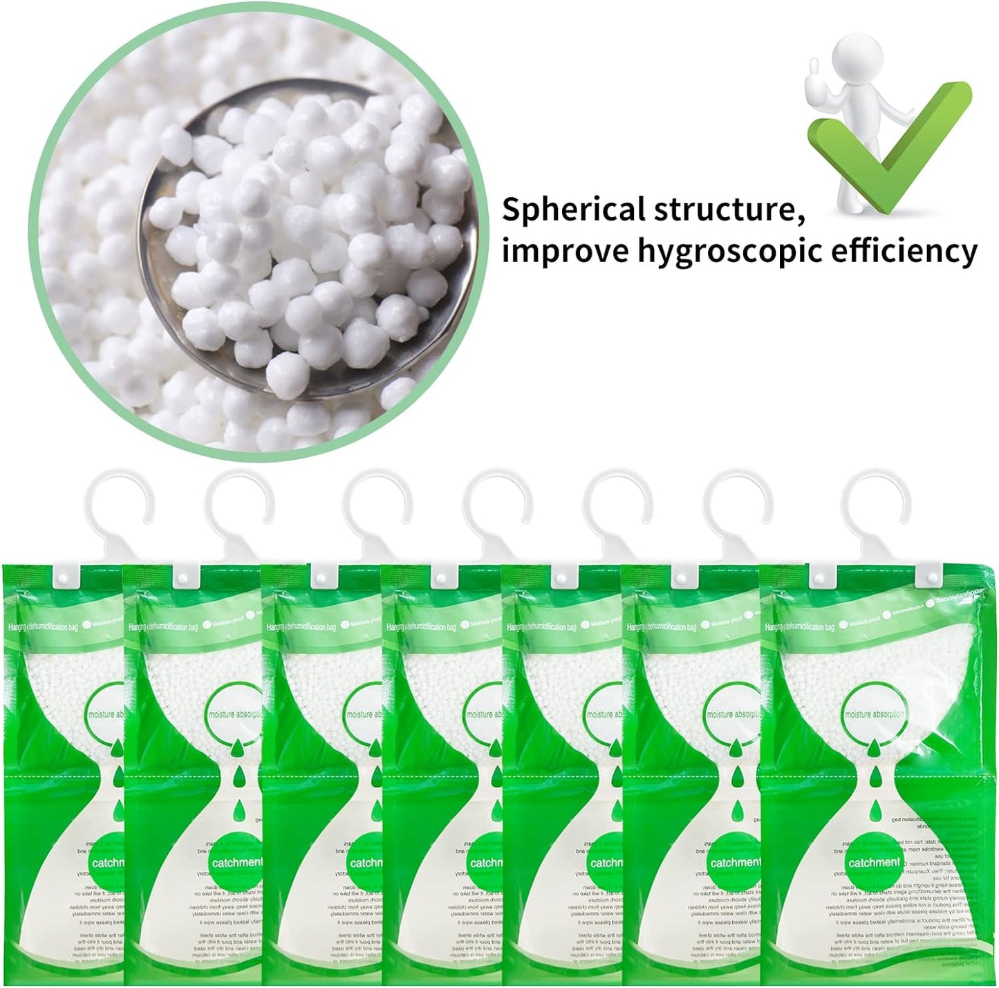Wardrobe Moisture Absorber 7 Pack Hanging Dehumidifier Against Damp Anti-Mold Deodorizing Moisture-Proof Desiccant Bag