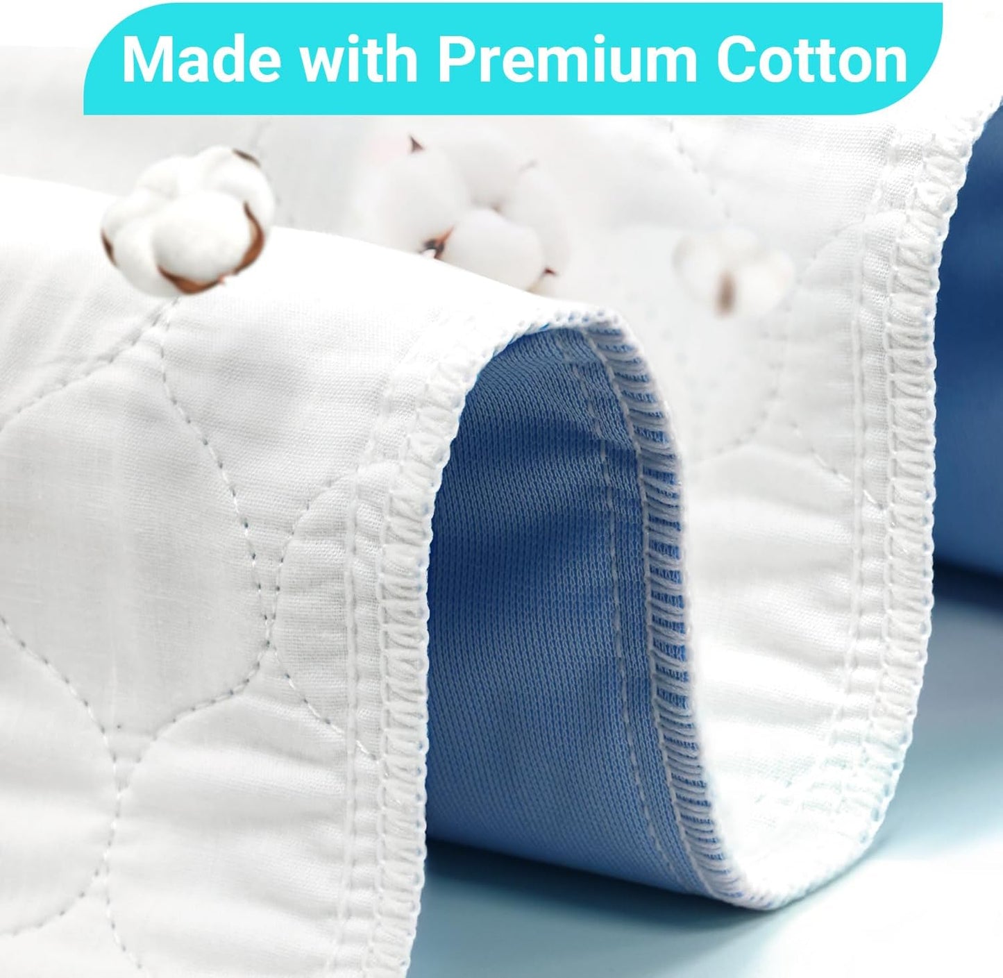 Heavy Absorbency Bed Pads with Tuckable Sides 86 x 91 cm, Washable and Reusable Incontinence Bed Underpads 2 Pack