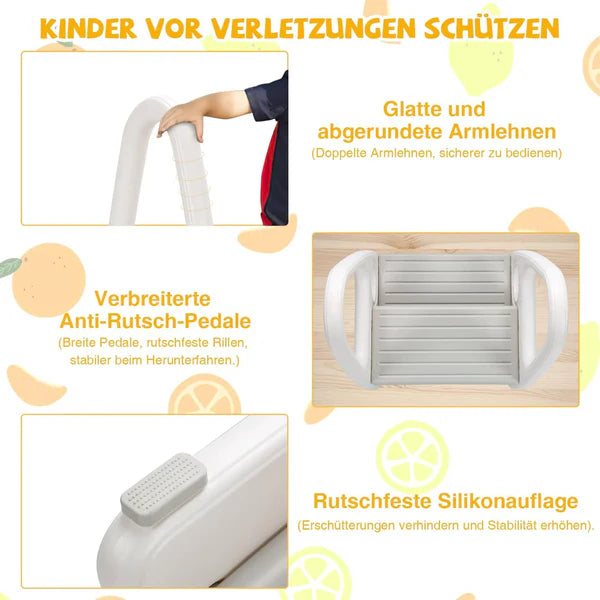Step stool Two-step step stool for children from approx. 1 to approx. 8 years Children's stool With comfortable handrail Anti-slip stepladder learning tower for kitchen Non-slip