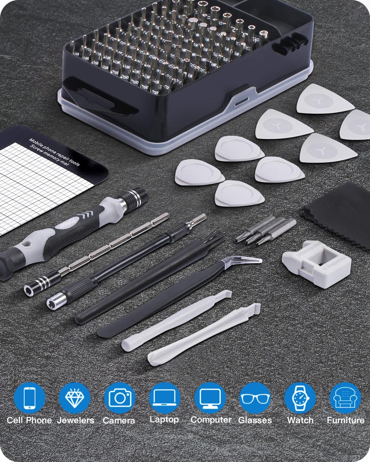 PC Precision Screwdriver Set: 122 PCS Electronics Repair Tool Kit Mini Magnetic Screwdriver Kit for Computer Laptop iPhone MacBook
