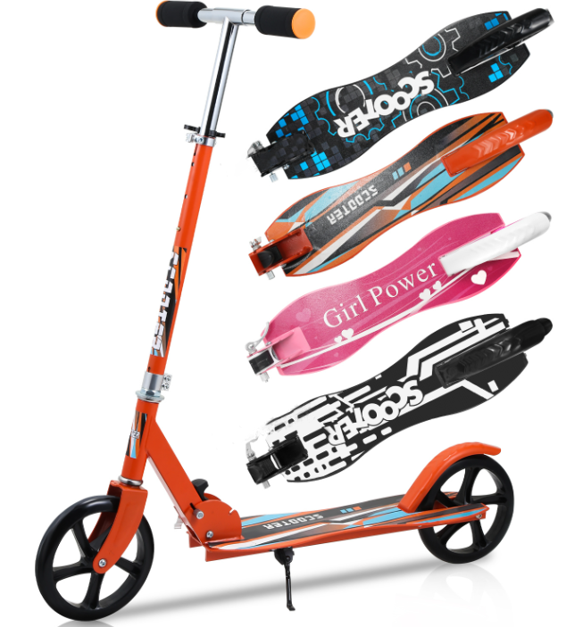 Children's scooter, aluminum children's scooter 205mm kick scooter, foldable children's scooter with 2 wheels and 3 height-adjustable children's scooters for children from 5