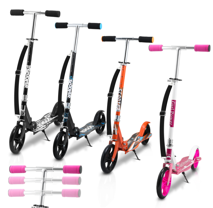 Children's scooter, aluminum children's scooter 205mm kick scooter, foldable children's scooter with 2 wheels and 3 height-adjustable children's scooters for children from 5