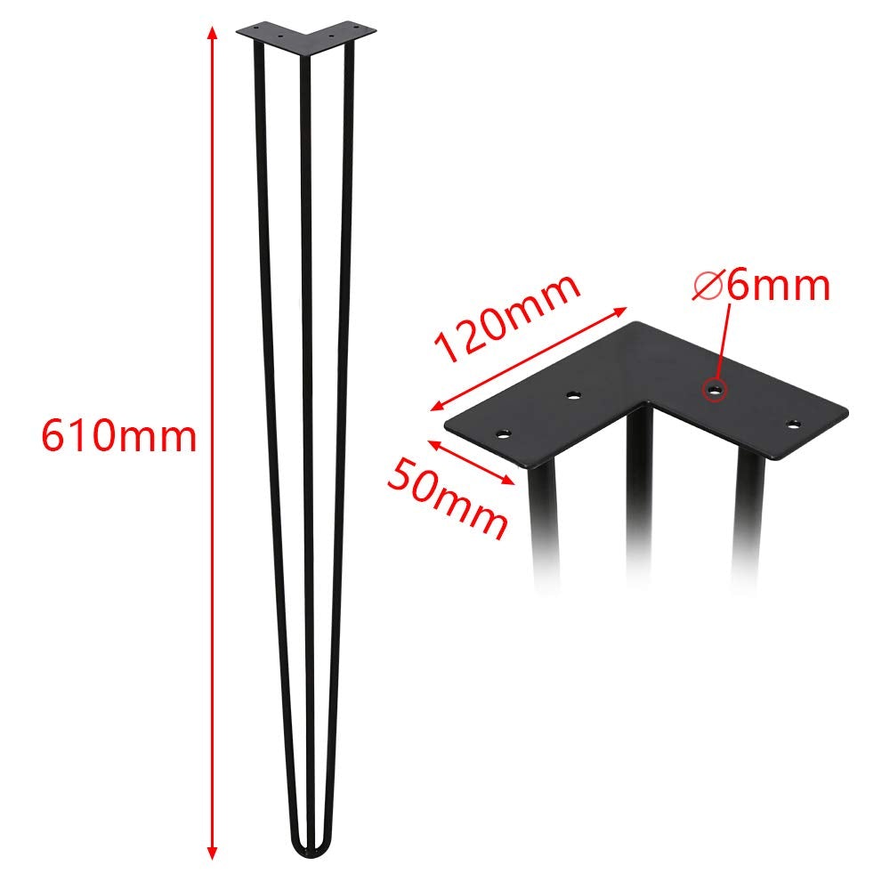 Goluckyin 4er Hairpin Legs desk table legs 61cm 3 rod