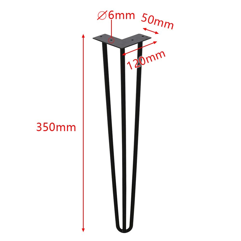 Goluckyin 4er Hairpin Legs desk table legs 35cm 3 rod