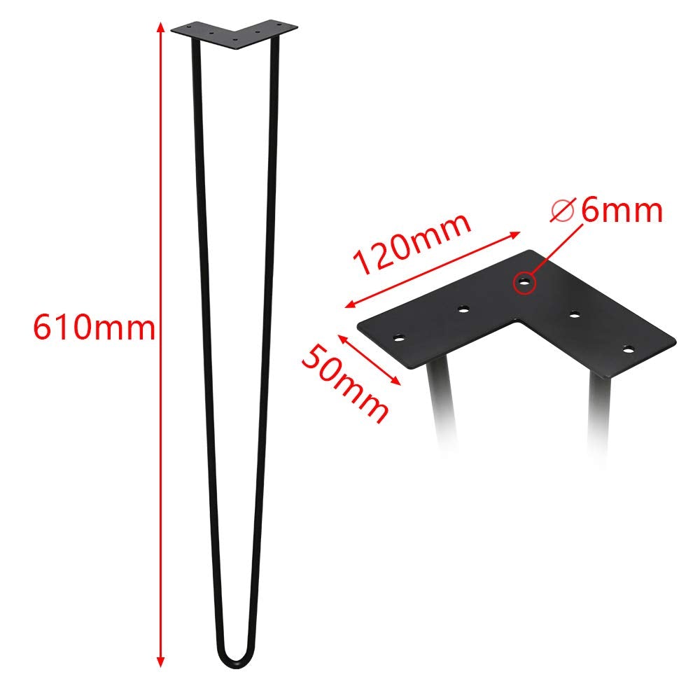 Goluckyin 4er Hairpin Legs Desk Table Legs 61cm 2 rod